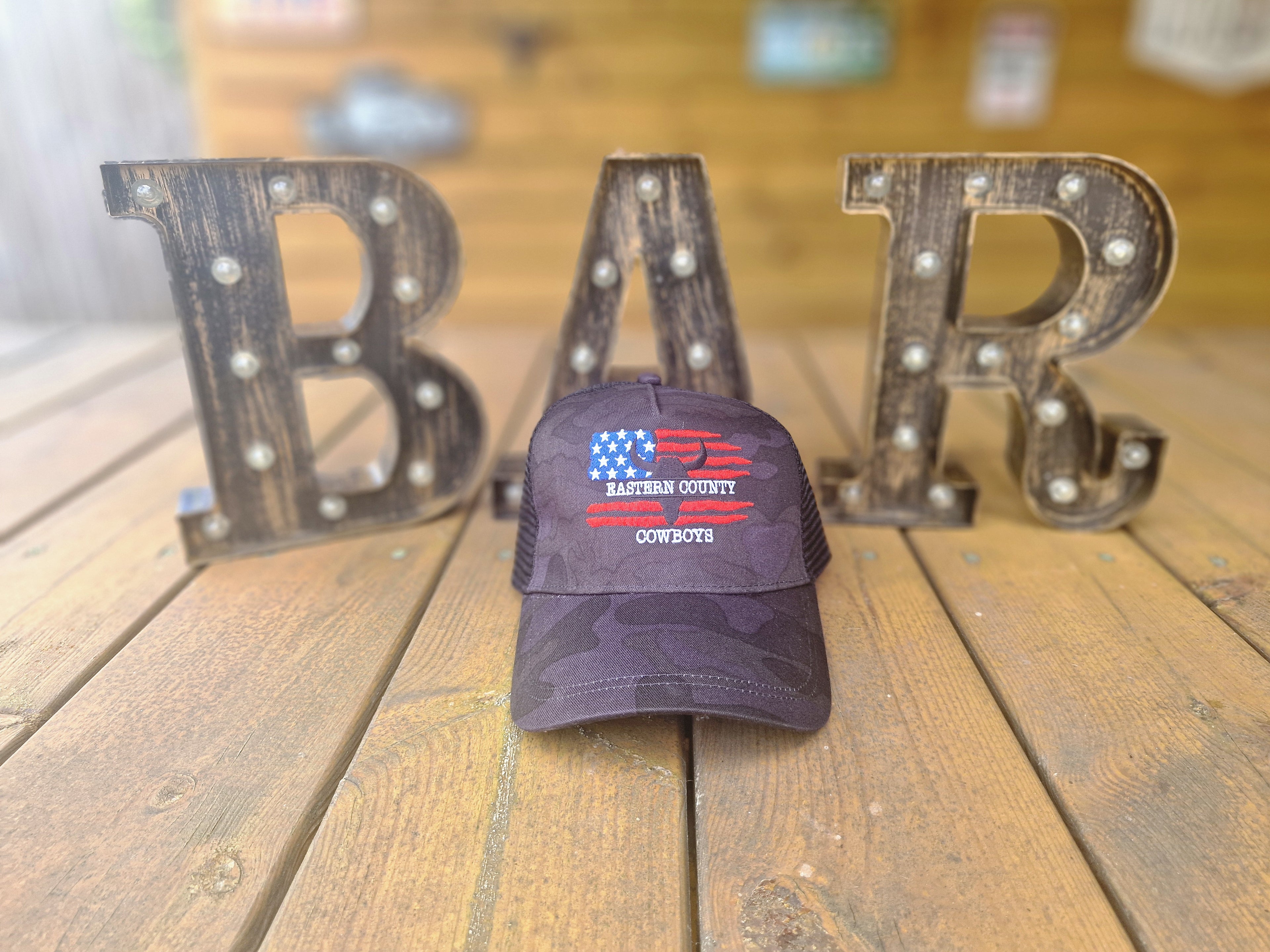 Patriot camo trucker
